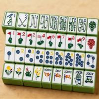 En gros, Jeux de tuiles de Mahjong en acrylique de luxe, à motif de clubs de golf, thème vert, style Mahjong américain, anti-décoloration, pour le divertissement