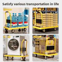 Chariot de transport pliable à quatre roues en acier JYH personnalisable avec double poutre et poignée, idéal pour la maison