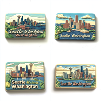 Nouveaux Aimants de Réfrigérateur Personnalisés en Résine, Artisanat d'Impression UV, Design 3D, Prix de Gros, Décorations de Voyage France Seattle