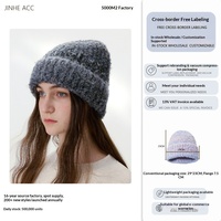 Gorro de punto de lana mezclada con jacquard degradado para mujer, estilo coreano, que estiliza el rostro, cálido, ajustable, para el frío.