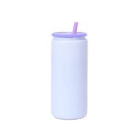Sublimación Mason Cup 16OZ Termo térmico de acero inoxidable Taza con tapa de color Pajita de plástico de color con efecto de sublimación