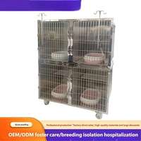 Cage pour animaux personnalisable en acier inoxydable 304 multicouche avec plateau profond, roulettes et résistance à l'humidité pour chats, chiens et cliniques vétérinaires