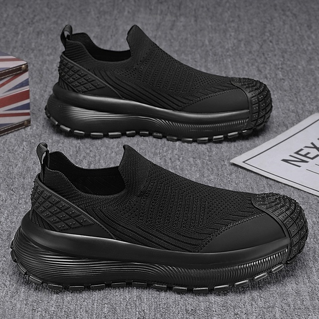 2025 Men's Casual Flying Mesh Summer Shoes Breathable Single-Layer Lace-Up New Solid Color Dad's Joker Slippers Fashion Trend