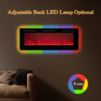 Cheminée électrique de 50 pouces à encastrer avec éclairage LED, insert mural, flamme décorative réglable, minuterie, chauffage d'appoint