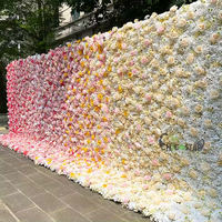 Grand 8ft Rouge Rose Matin Fleur Mur Toile de Fond 3D Blanc Bleu Rouleau Design Floral Tissu Noël Pâques Mur Fleur Artificielle
