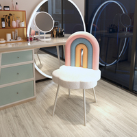 Chaise de maquillage en tissu haut de gamme, coiffeuse simple, style crème, salon, tabouret de maquillage arc-en-ciel