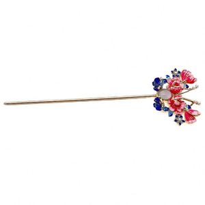 Épingle à cheveux de luxe rétro chinoise ancienne, motif pivoine riche, bâtonnet à cheveux fleur rose, accessoires pour femmes - Product Image 5