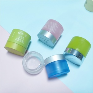 Custom <b>Empty</b> Frosted Purple Blue Pink Green 30g 50g 60g Glass Cream <b>Jars</b> for Skin Care Face Eye Body Cosmetic Packaging - Product Image 4