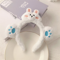 Super adorable peluche tridimensionnelle grenouille à fourrure mignonne dessin animé lapin fraise ours visage épingle à cheveux bandeau pour femmes
