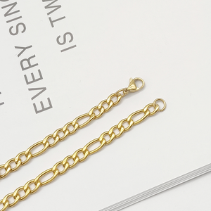 สร้อยข้อมือแบบ Cuban Link ขนาด 3 มม. 5 มม.  วัสดุสแตนเลสชุบทอง 18K คุณภาพสูง สไตล์ฮิปฮอป - Product Image 6
