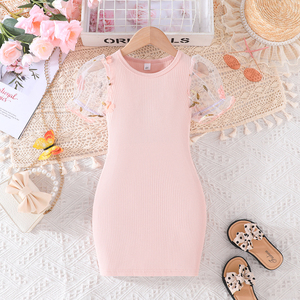 Vestidos Elegantes de Moda para Niñas de 4 a 7 Años, Diseño ODM, Vestidos de Manga Corta con Volantes y Decoración de Encaje para Niñas Pequeñas - Product Image 1