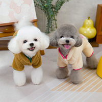Kawaii Pet Wool Kapuzen weste Herbst Winter Dick Teddy Hund Plüsch Knopf Mantel Hosenträger Hose Overalls