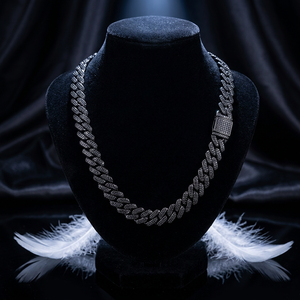 Collier chaîne cubaine plaqué or avec diamants noirs naturels, style hip-hop rock de luxe certifié, pour unisexe - Product Image 2