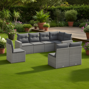 Modular Grey PE <b>Rattan</b> Garden <b>Sofa</b> Set 6 Seater Outdoor Furniture Elegant Living Space Design - Product Image 2