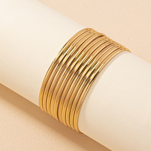 New Fashion HR Gold Plated Stainless Steel Minimalist Trendy Open Cuff <b>Bracelet</b> Bangle for Women - Product Image 4
