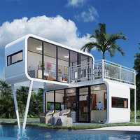 Dernière conception de maison capsule spatiale préfabriquée de luxe pour hôtel-resort, cabine mobile avec commande intelligente et matériaux haute résistance