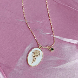 Collana a Catena Impermeabile in Acciaio Inossidabile 18K con Ciondolo Floreale in Ottone con Pietra Portafortuna dei 12 Mesi, <span class=keywords><strong>Gioielli</strong></span> per la <span class=keywords><strong>Festa</strong></span> <span class=keywords><strong>della</strong></span> <span class=keywords><strong>Mamma</strong></span> - Product Image 5