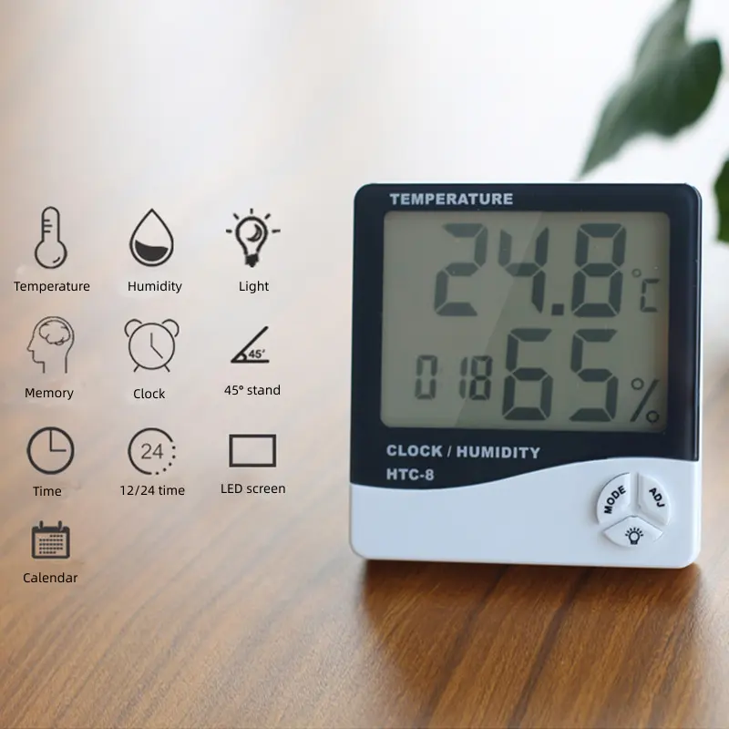 Igrometro termometro temperatura misuratore di umidità sveglia calendario Tester con schermo LCD per extension ciglia