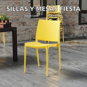 Modern Plastic Yellow <b>Dining</b> <b>Chair</b> for Apartment Living Room Home Furniture - Product Image 2