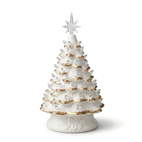 Sapin de Noël en céramique lumineux à LED, fonctionnant sur piles, veilleuse pour la décoration de table de Noël à la maison