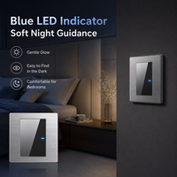 Applique murale LED industrielle avec interrupteur universel, panneau en acier inoxydable, prise de charge rapide USB Type-C 18W EU/UK, 4 modules 1/2 voie