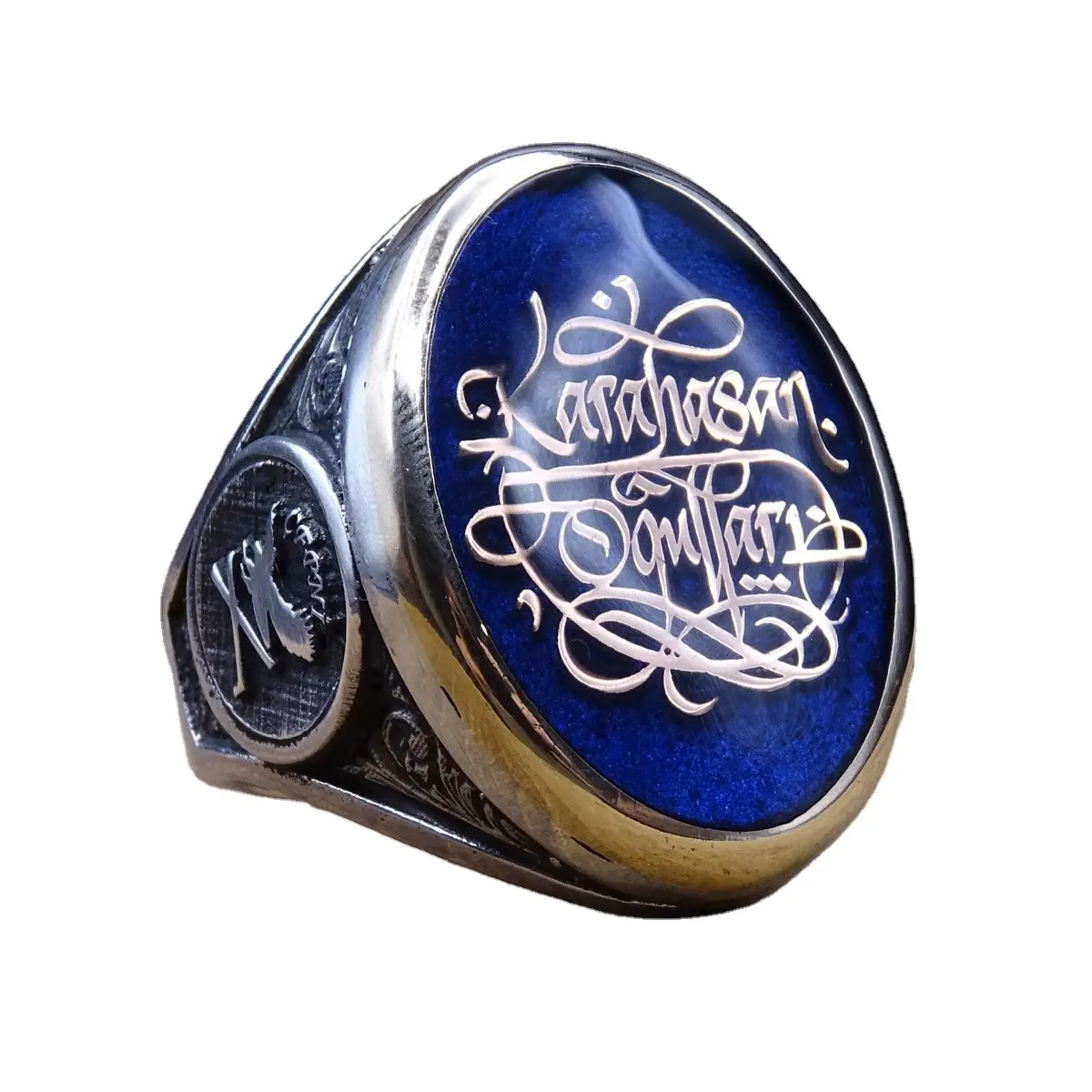 Großhandels preis Vintage Design Männer Arabische Schrift ringe Vintage Silber Sterling Islamischer Ring für Männer