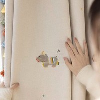 Rideaux de chambre d'enfant style crème, brodés de dessins animés, double couche occultante et voilée, sur mesure pour chambre et fenêtre en baie