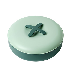 Round <b>Plastic</b> Fruit Plate With Lid Divided Compartments For Wedding Living Room Use Green Color - Product Image 1