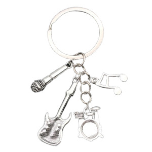 <span class=keywords><strong>Funky</strong></span> <span class=keywords><strong>Music</strong></span> Guitar Rack Drum Pop Instrument Llavero de metal Juguetes minimalistas Llaveros para amantes de la música Colgante - Product Image 1