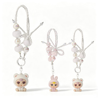 Porte-clés mignon MM Suger Baby, pendentif poupée en PVC floqué, chaîne perlée, breloque de sac, ornement pour accessoires quotidiens des filles