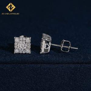 Fine Jewelry 925 <b>Silver</b> Moissanite <b>Earrings</b> Screw Back Brilliant Sparkling Wedding Gift for Women - Product Image 2
