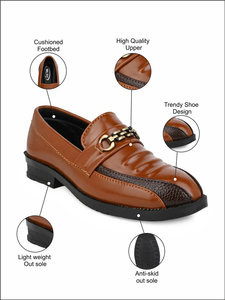 Trendy Tan Leather <b>Boots</b> for Boys Lightweight Comfortable Lace Up Soft Sole Fashion Footwear for Everyday Use - Product Image 1