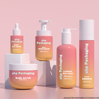 Ensemble de Flacons PET Dégradé Rose Haut de Gamme pour Lotion, Crème et Soins de la Peau, pour Emballage Cosmétique Plastique de Luxe