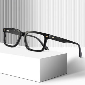 Monture carrée classique en acétate, unisexe, à verres plats, avec clous décoratifs, lunettes optiques rétro minimalistes faites à la main - Product Image 1