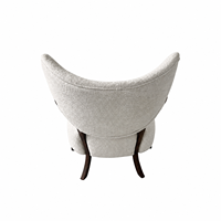 Fauteuil d'appoint Boucle Wingback, style Mid-Century, fauteuil lounge, crème, blanc cassé, capitonné, structure en bois massif, accoudoirs courbes, pour salon