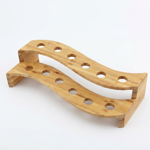 Estante de Almacenamiento de Bambú Curvo de Doble Nivel Premium para Bebidas de Cocina, Diseño Minimalista y Duradero - Product Image 1