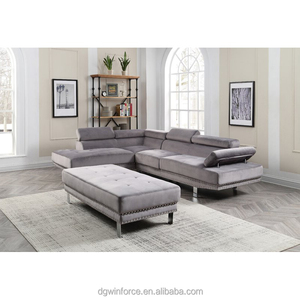 <span class=keywords><strong>Divano</strong></span> <span class=keywords><strong>Angolare</strong></span> a L in Velluto Design Nordico con Chaise Longue Convertibile e Poggiatesta Regolabile per Soggiorno - Vendita Diretta dalla Fabbrica - Product Image 6