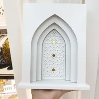 Décoration de bureau en bois musulmane pour le Ramadan, décoration musulmane pour la maison, Eid Mubarak, support de mosquée avec lumière LED