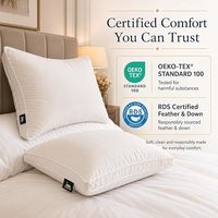 Oreiller en duvet de canard, fermeté moyenne, soutien optimal, literie d'hôtel, blanc, certifié BSCI RDS