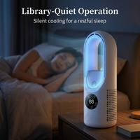 Ventilateur portable sans pales, brumisateur d'air frais, humidificateur silencieux, circulateur d'air intelligent avec écran LED et éclairage d'ambiance pour voiture et hôtel