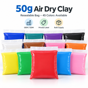 Air Dry Clay 50g Resealable Bag 45 Colors Smooth Modeling Clay Plasticine Play Dough <b>for</b> <b>Kids</b> DIY <b>Craft</b> School OEM Bulk Supply - Product Image 1