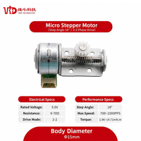 Moteur pas à pas de haute précision Micro 15 mm VSM15128 NEMA 6 5,0 V 2 phases 18 degrés pour caméras de surveillance et sécurité