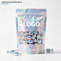 Sacs en Mylar refermables holographiques ultra-doux personnalisables, résistants aux enfants, avec des options d'impression numérotées.