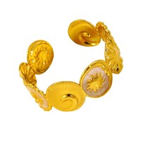Nouveau bracelet en acier inoxydable émaillé anti-goutte d'huile, avec un design circulaire géométrique unique en forme de soleil, ne se décolore pas