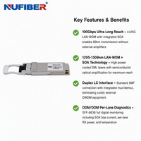 Transceiver Optique 100GBASE-ZR4 QSFP28 LAN-WDM Refroidi EML 80km Duplex LC SMF DDM Hot Pluggable pour Télécom & Cloud DCI