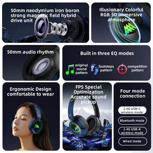 PIVA M10W 50mm Unit Esports Gaming 2.4G Headphone Nirkabel dengan Kartu Suara Terintegrasi untuk <span class=keywords><strong>Bluetooth</strong></span> - Product Image 3