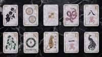Ensemble de Mahjong Art Déco de Luxe Personnalisé en Gros, Tuiles Nacrées, Motifs Botaniques Paon Ginkgo Joker OEM