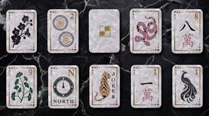 Juego de Mahjong Art Deco de Lujo Personalizado al por Mayor, Fichas Perladas con Diseño Botánico de Pavo Real y Ginkgo, OEM - Product Image 3