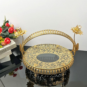 Cesta de Frutas y Plato para Pastel de Hierro y Vidrio, Color Sólido, Vajilla para Sala de Estar, para Postres Festivos - Product Image 2