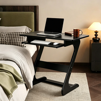 Espaciosa Mesa Auxiliar de Bambú en Forma de Z con Tablero Ahorrador de Espacio para Muebles de Sala de Estar